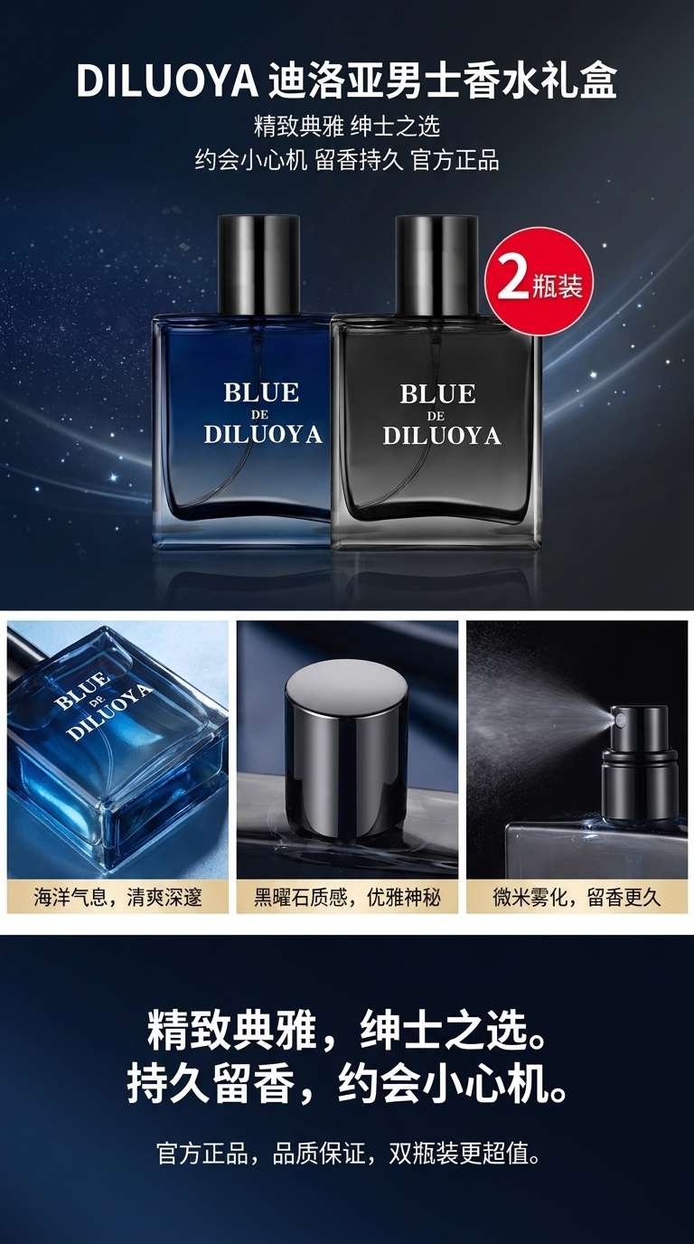 BLUE DE DILUOYA香水瓶淡雅清新男士女士通用香氛详情1