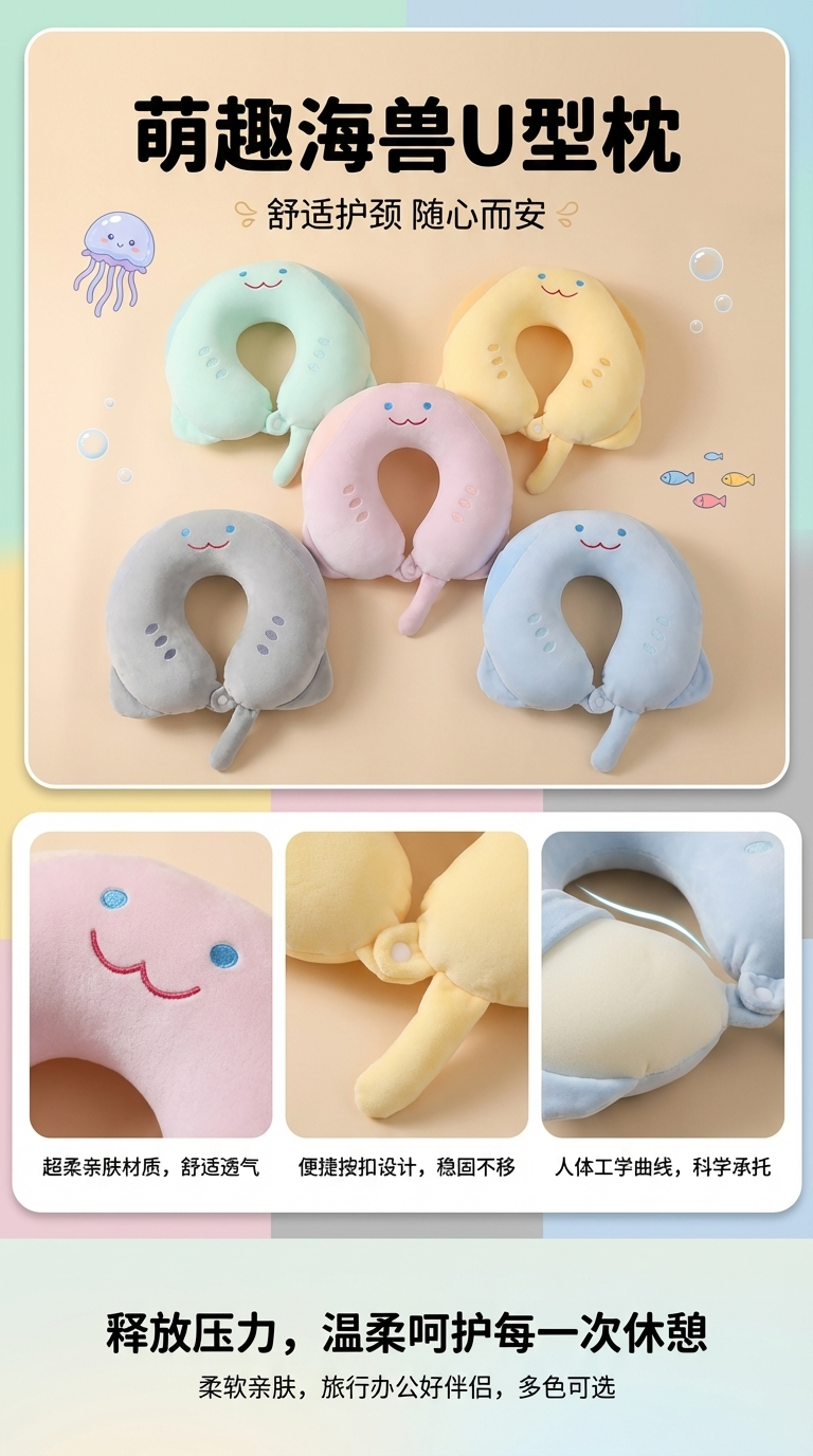 The U-shaped memory foam travel pillow is a comfortable, breathable and neck-protecting new upgraded version pic 1