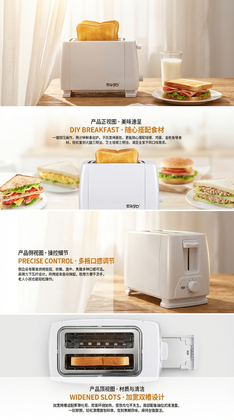Toaster, home breakfast toaster, toaster, multi-functional toaster, bread slice and sandwich toaster pic 2