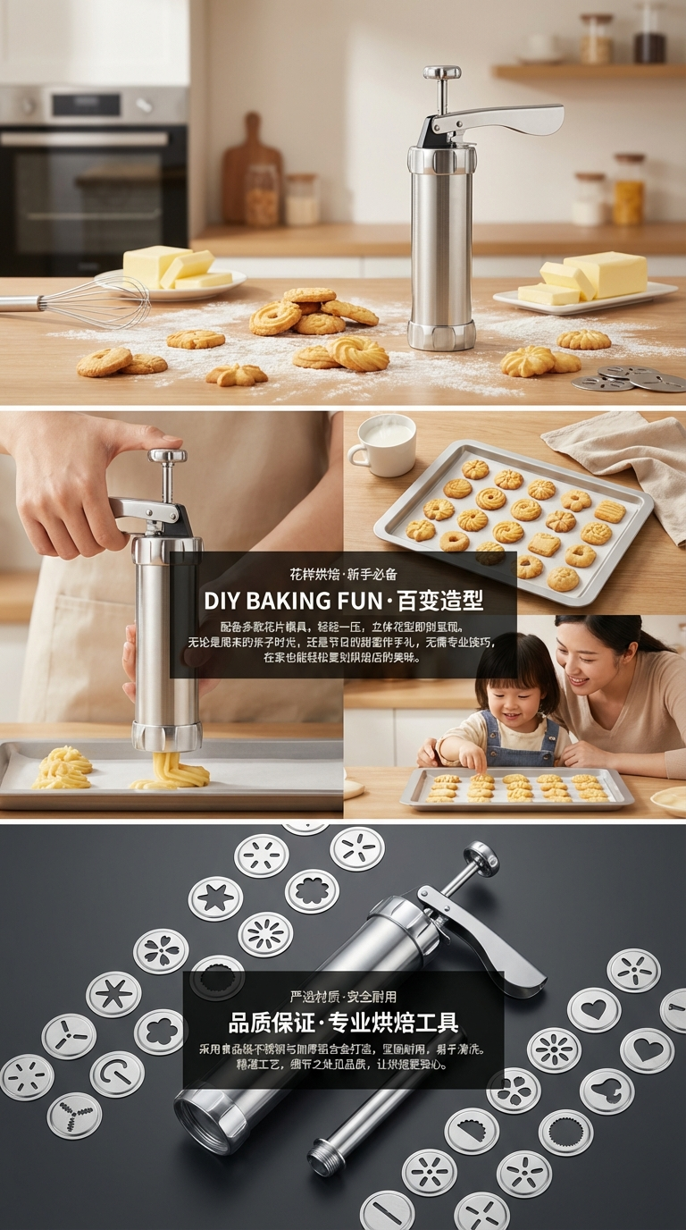 Cookie gun, extrusion cookie machine, aluminum alloy cream piping gun, extruder, bean melting and baking tools pic 3