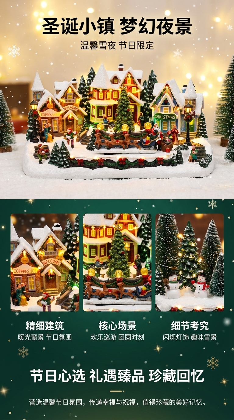 圣诞电动文创音乐小镇发光礼品摆件详情1