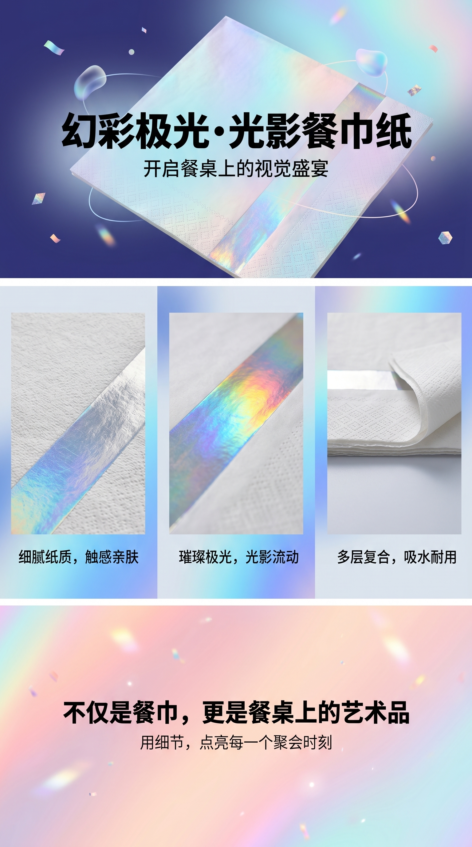亚马逊热卖一次性派对纸巾烫银条纹彩色餐巾纸烫金纸巾装饰用品详情1