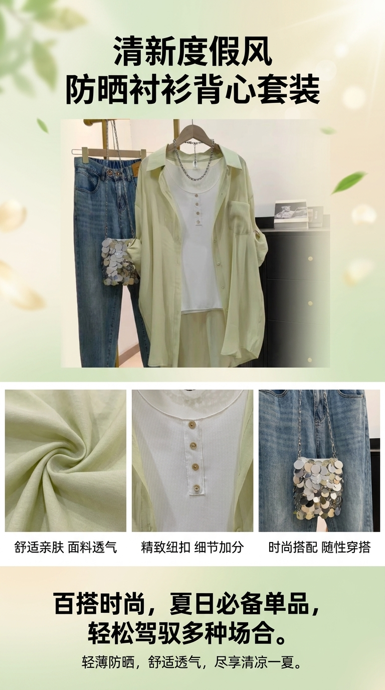 Mid-length, lightweight and sun-protective shirt for women, a new Korean-style casual loose air-conditioned shirt with rolled-up sleeves and a stylish look pic 1