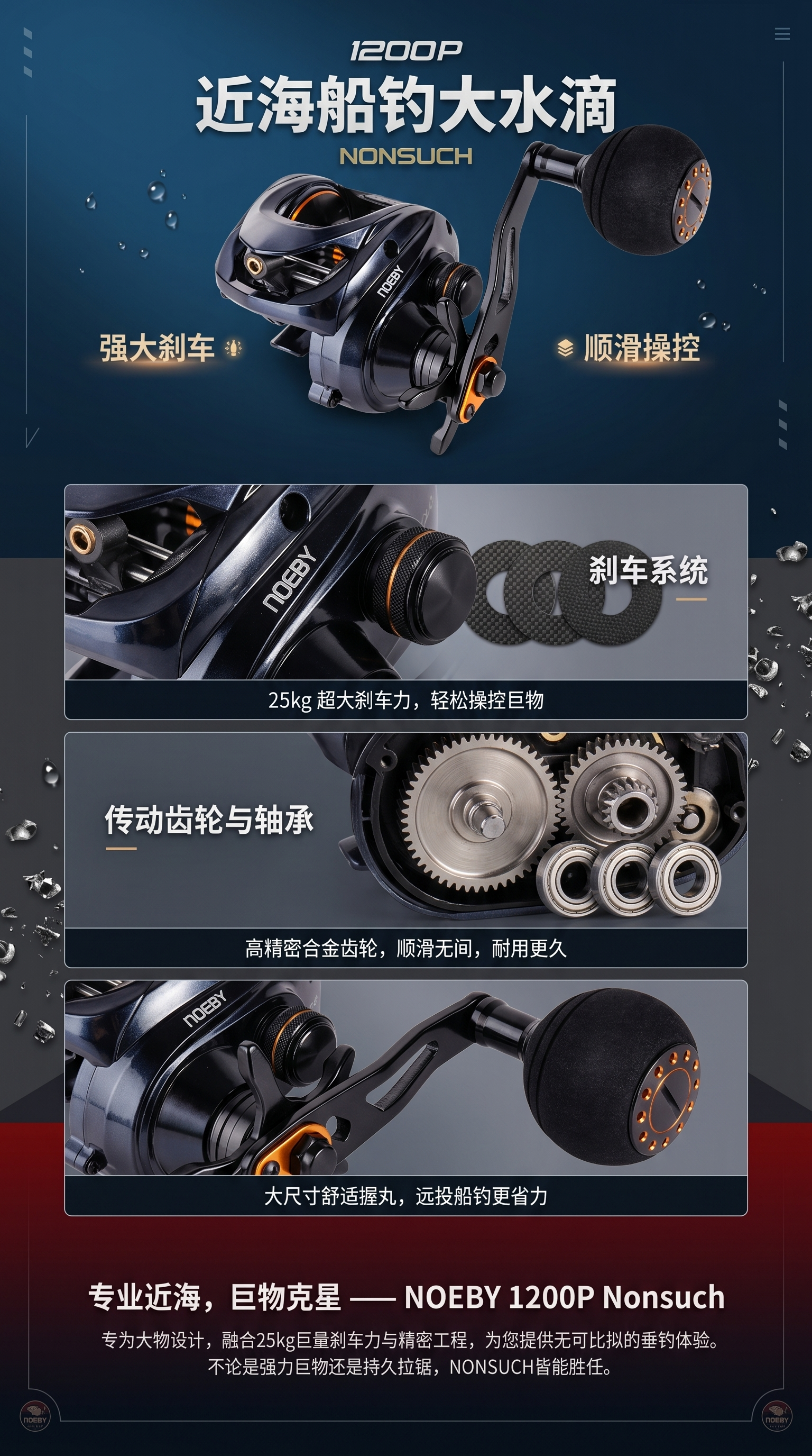 NOEBY诺比NOEBY诺比NOEBY近海船钓大水滴轮1200P钓鱼轮详情1