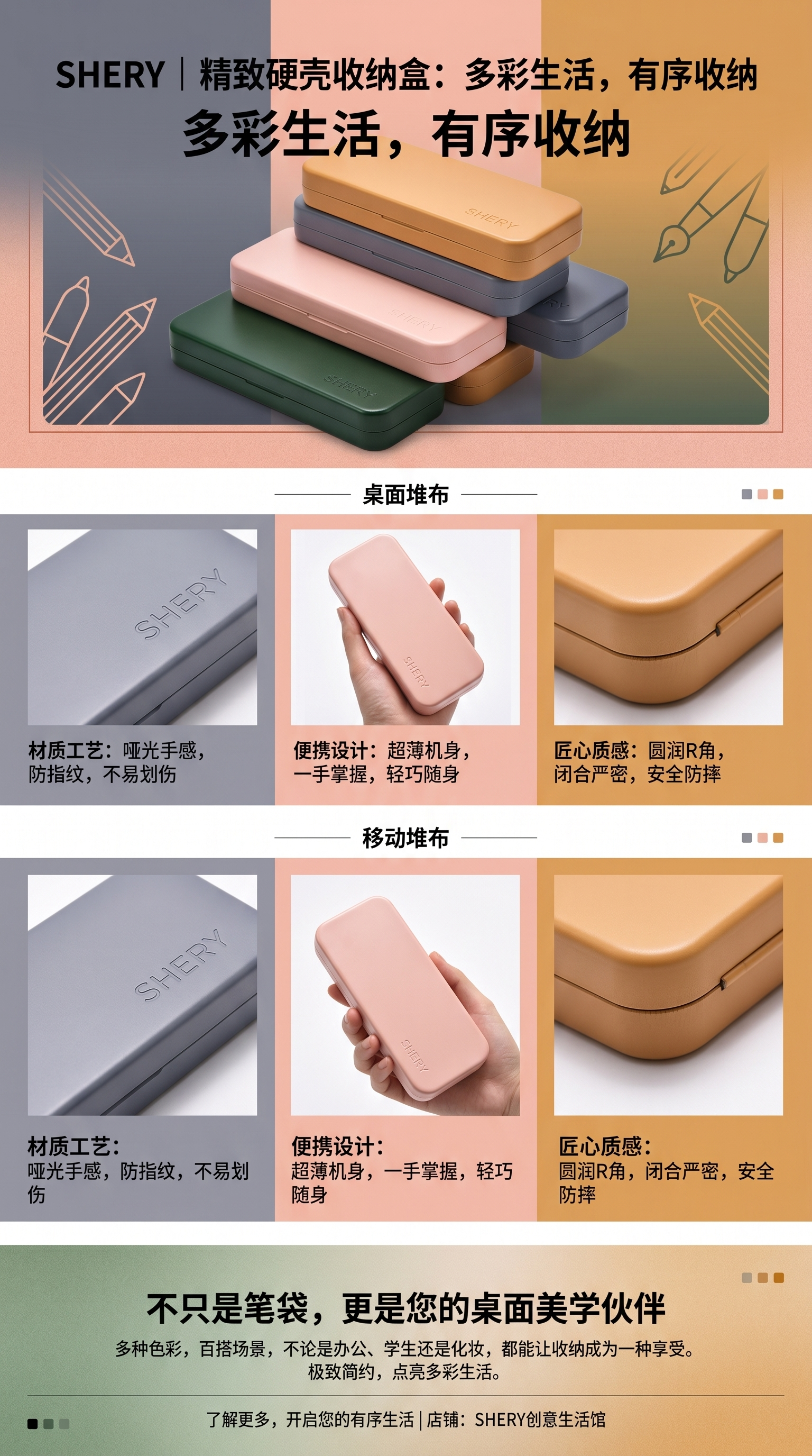 便携式收纳盒 多层分隔可折叠收纳整理盒详情1