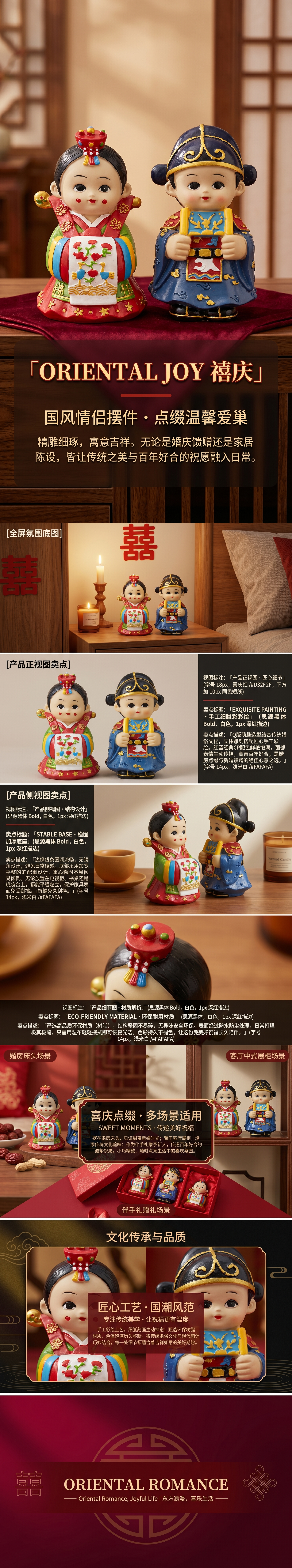 传统服饰陶瓷人偶一对古典中式摆件家居装饰详情1