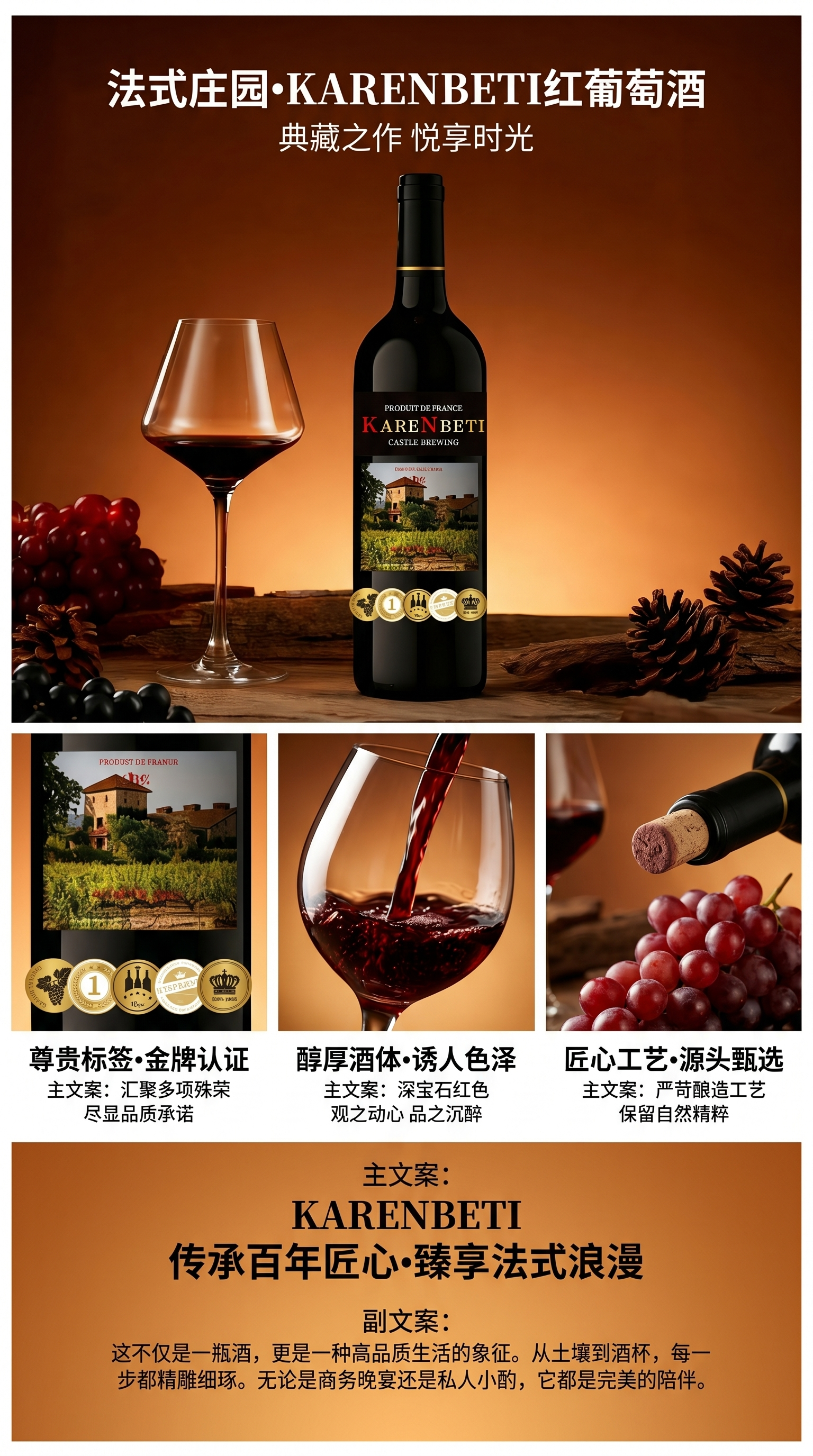红葡萄酒干红葡萄酒12度750ml装醇香浓郁口感顺滑经典款104624024详情1