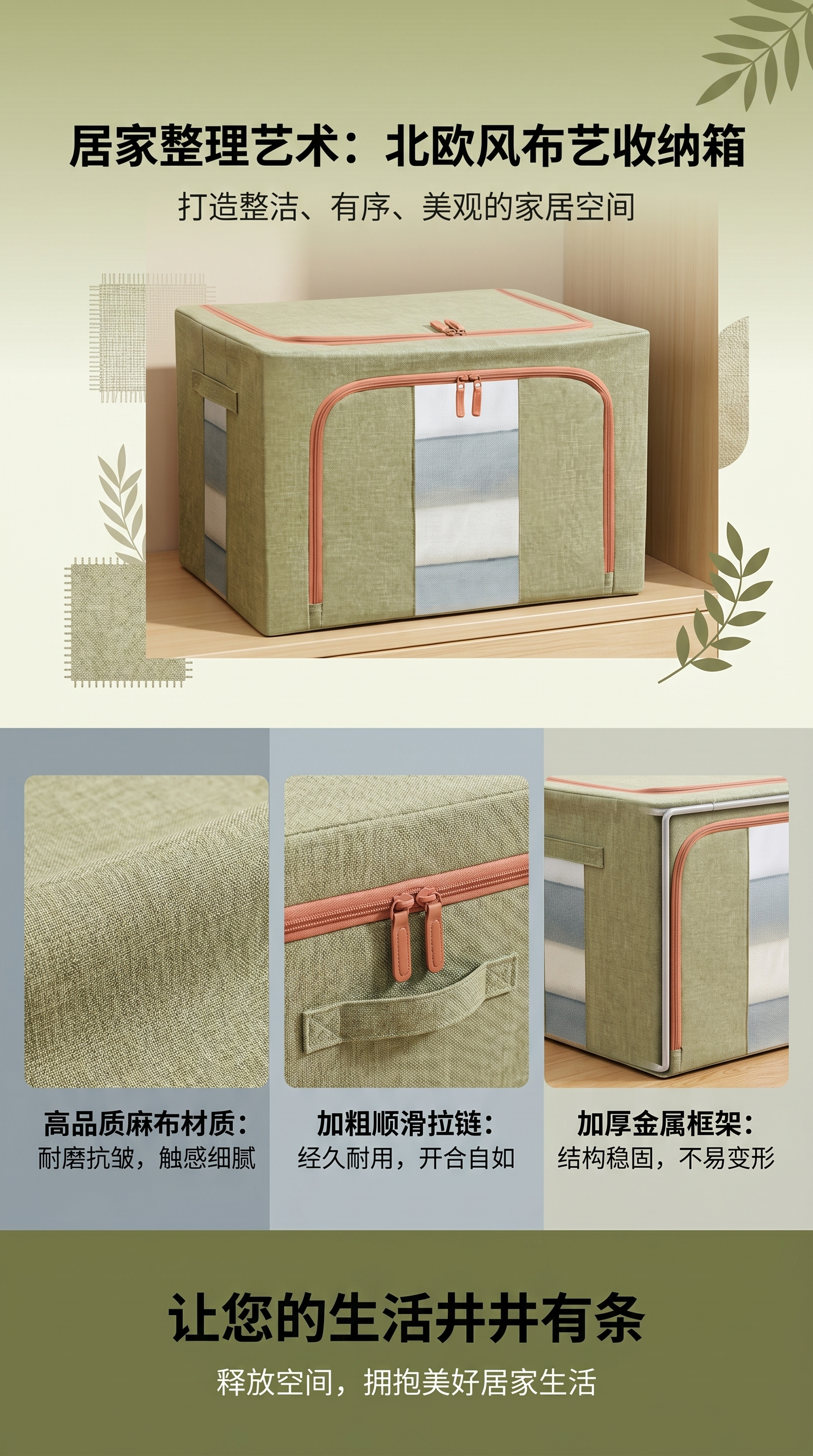 布艺抽屉式收纳篮 收纳箱 多功能整理箱详情1
