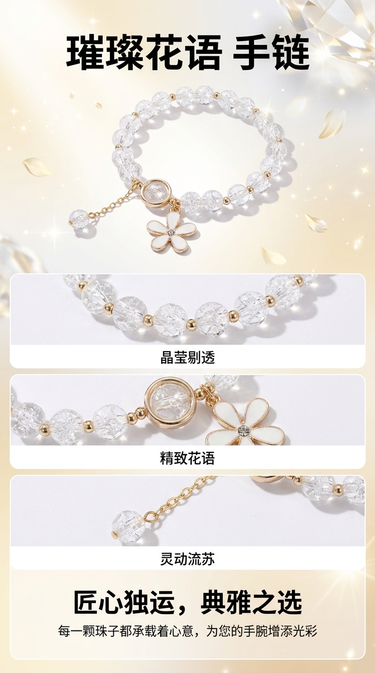 Transparent crystal bead bracelet, a fashionable and simple women's bracelet necklace accessory, a gift for girls pic 1