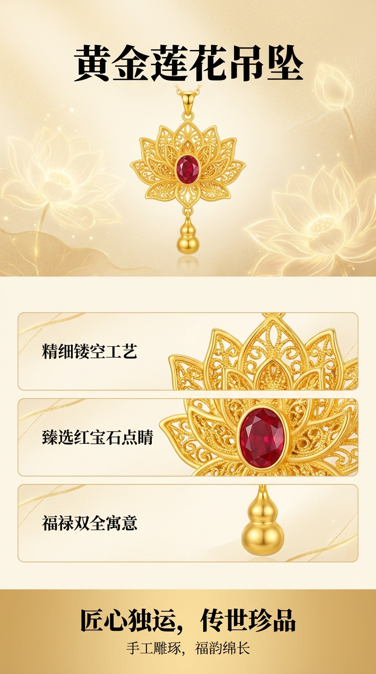 Golden lotus pendant, pearl necklace, silver jewelry, lanyard, classic style, fashionable and versatile jewelry, silver jewelry pic 1