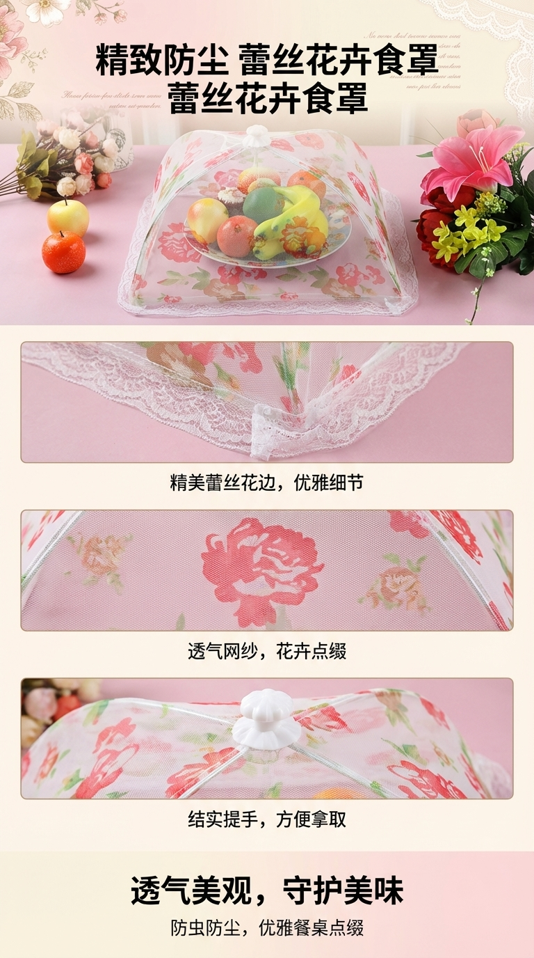 印花饭菜折叠餐桌罩碗罩 大号盖菜罩防苍蝇罩防尘罩厂家批发详情1