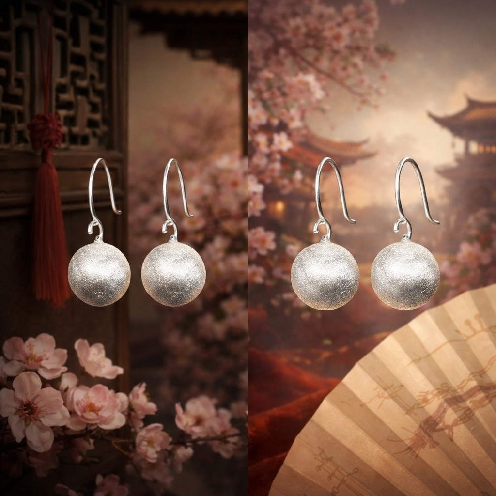 Fashionable, exquisite, minimalist round pendant star sand round language basic and versatile 925 earrings pic 4