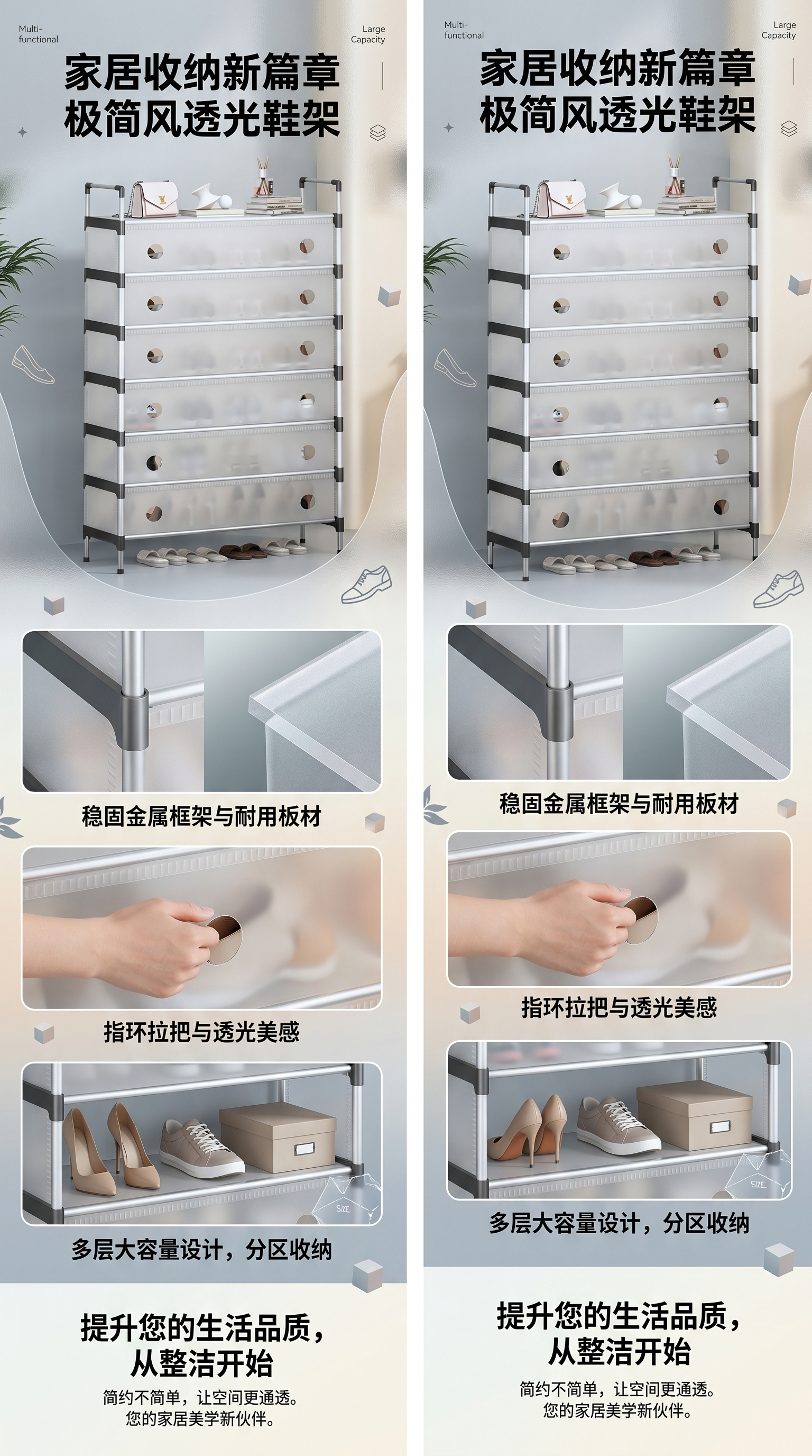 透明抽屉式塑料收纳柜带轮可折叠储物柜主体详情1