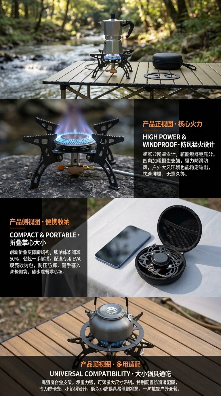 卡式炉户外便携式燃气灶野外炉具露营瓦斯炉GAS STOVE 折叠炉详情2