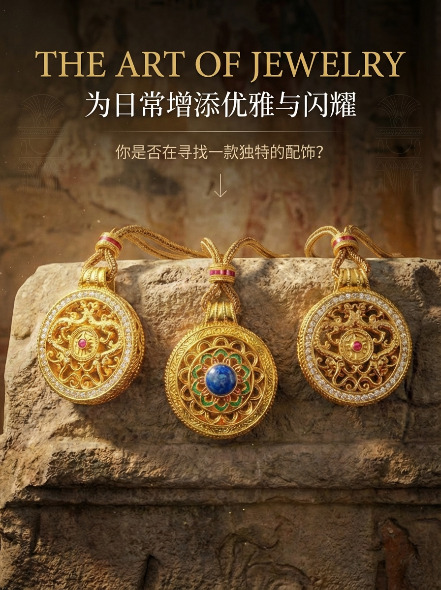 Gold gold-encrusted silver moissanite inlaid pendant, hand-carved and hollowed-out dragon pattern Thangka jewelry, silver accessory for women pic 1