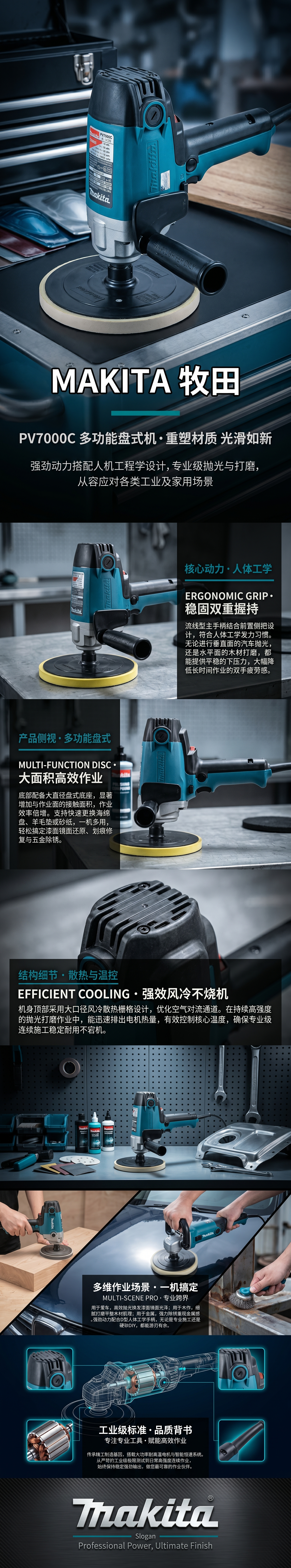 PV7000C多功能盘式打磨机 角磨机抛光机除锈机家用工业两用详情1