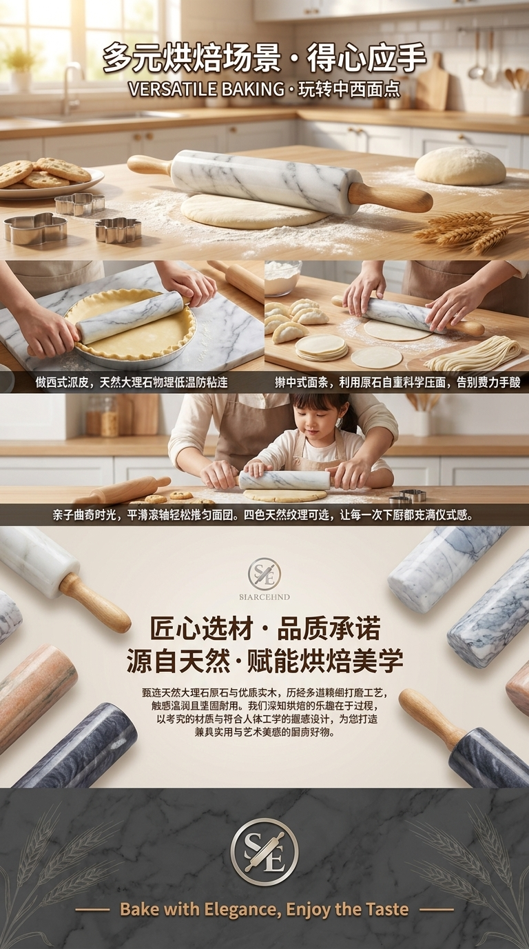 大理石纹理擀面杖家用实木手工擀面杖防粘耐用104733055详情3