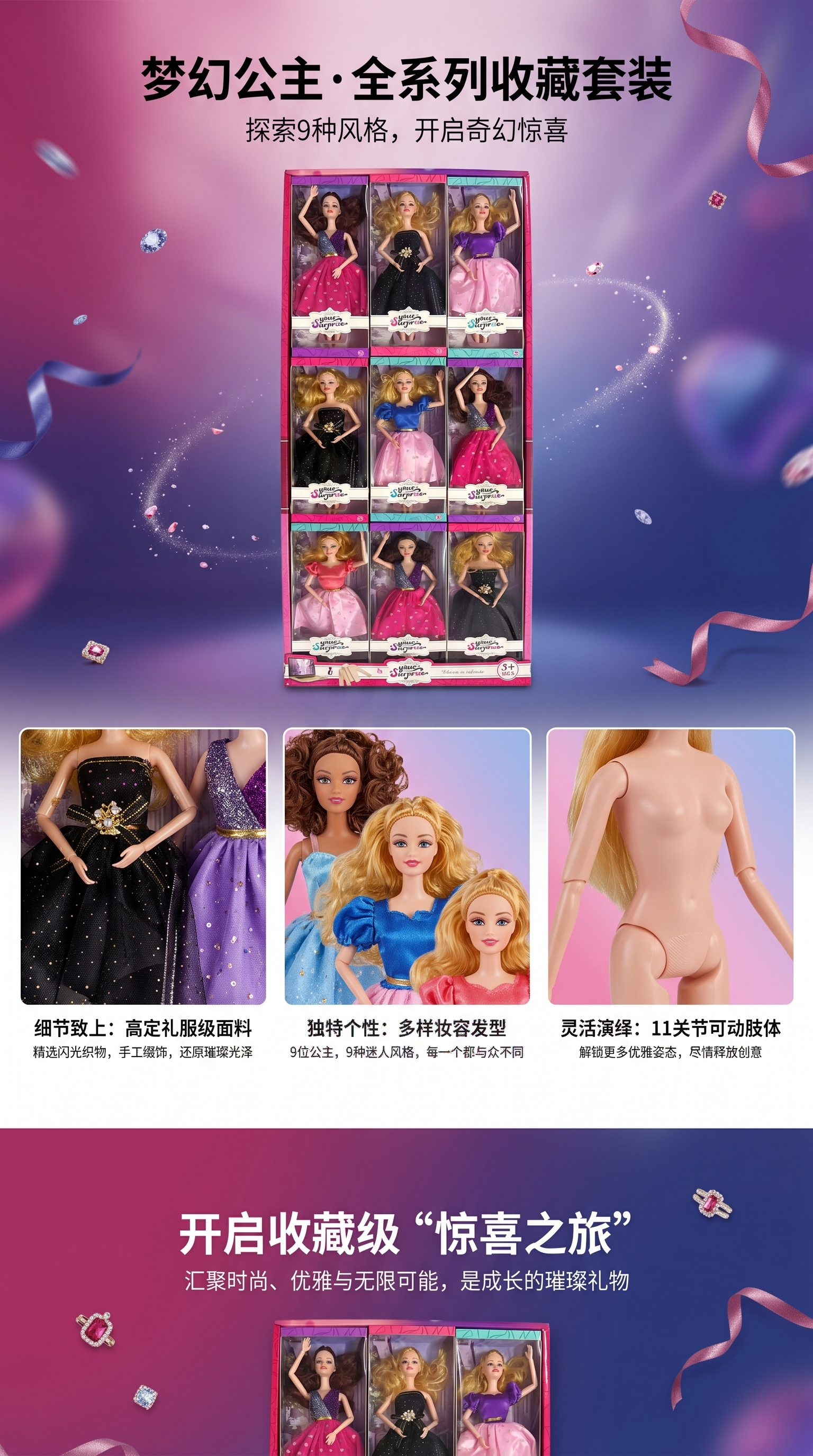 Barbie doll is an officially authorized birthday gift for girls. It can be changed to a 15cm size pic 1