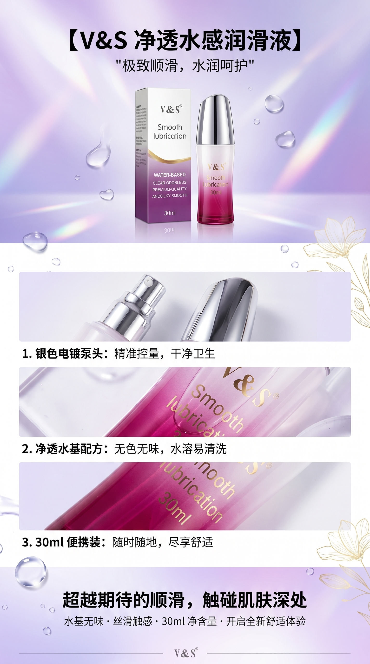 V&S Smooth水基润滑液30ml润滑剂顺滑保湿私密护理详情1