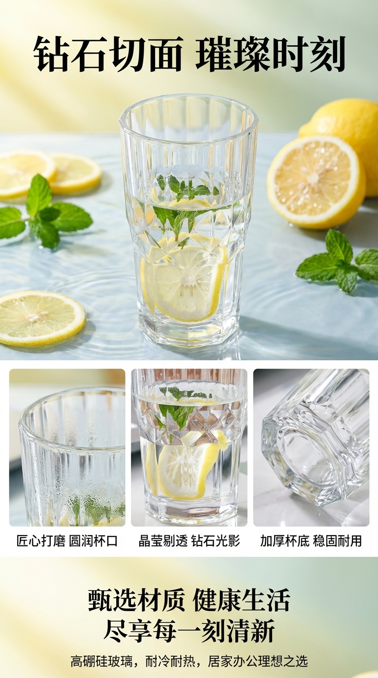 高硼硅玻璃杯透明水杯杯子家用简约款详情1