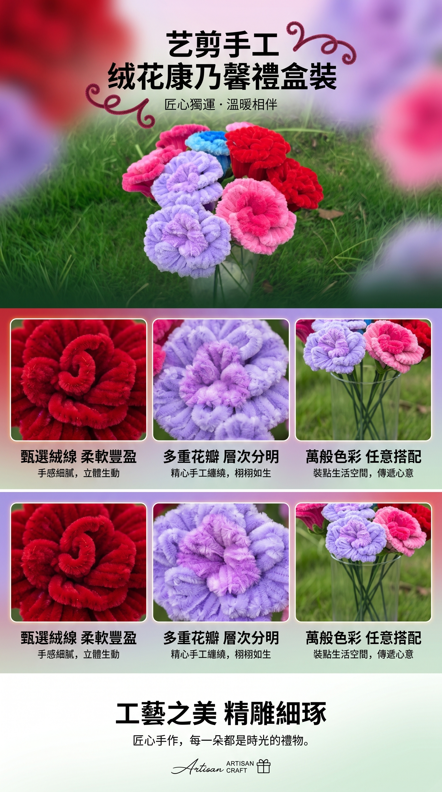 彩色毛绒花束送女友生日礼物浪漫家居装饰摆件详情1