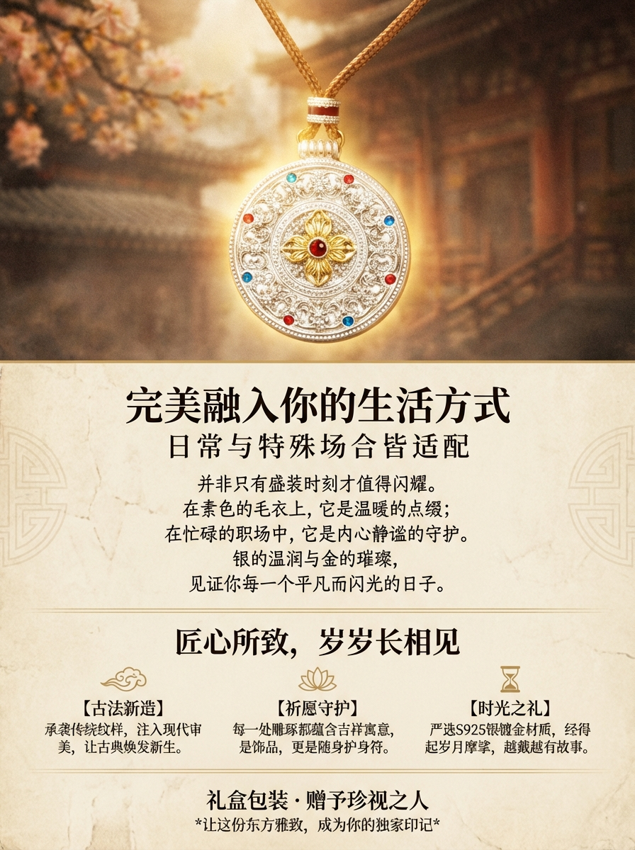 Electric white inlaid chain, hand-painted color-separated hollowed-out compass, silver pendant necklace, simple and versatile for women, a perfect gift pic 4