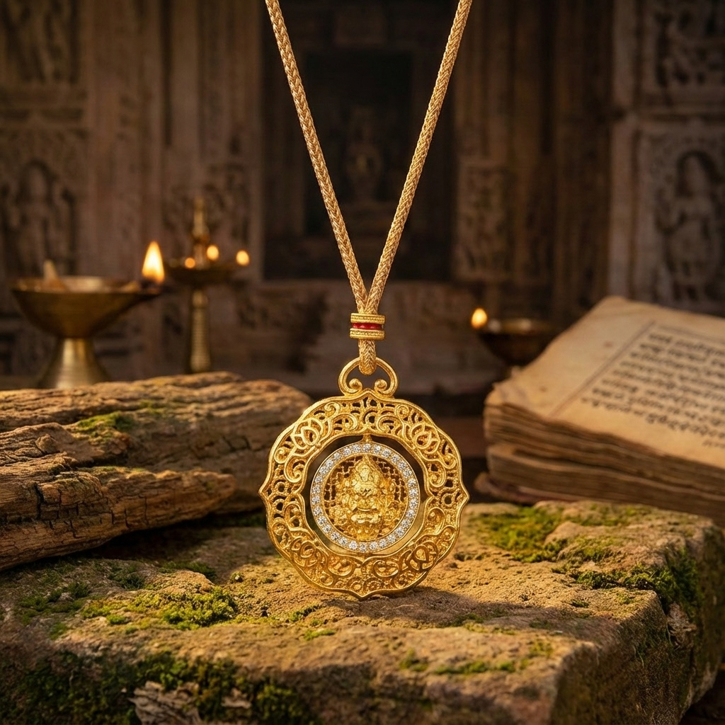 Gold, gold-encased silver, hand-carved ceiling, inlaid chain, flexible and rotatable Buddha statue jewelry for women, short style, simple and fashionable pic 4