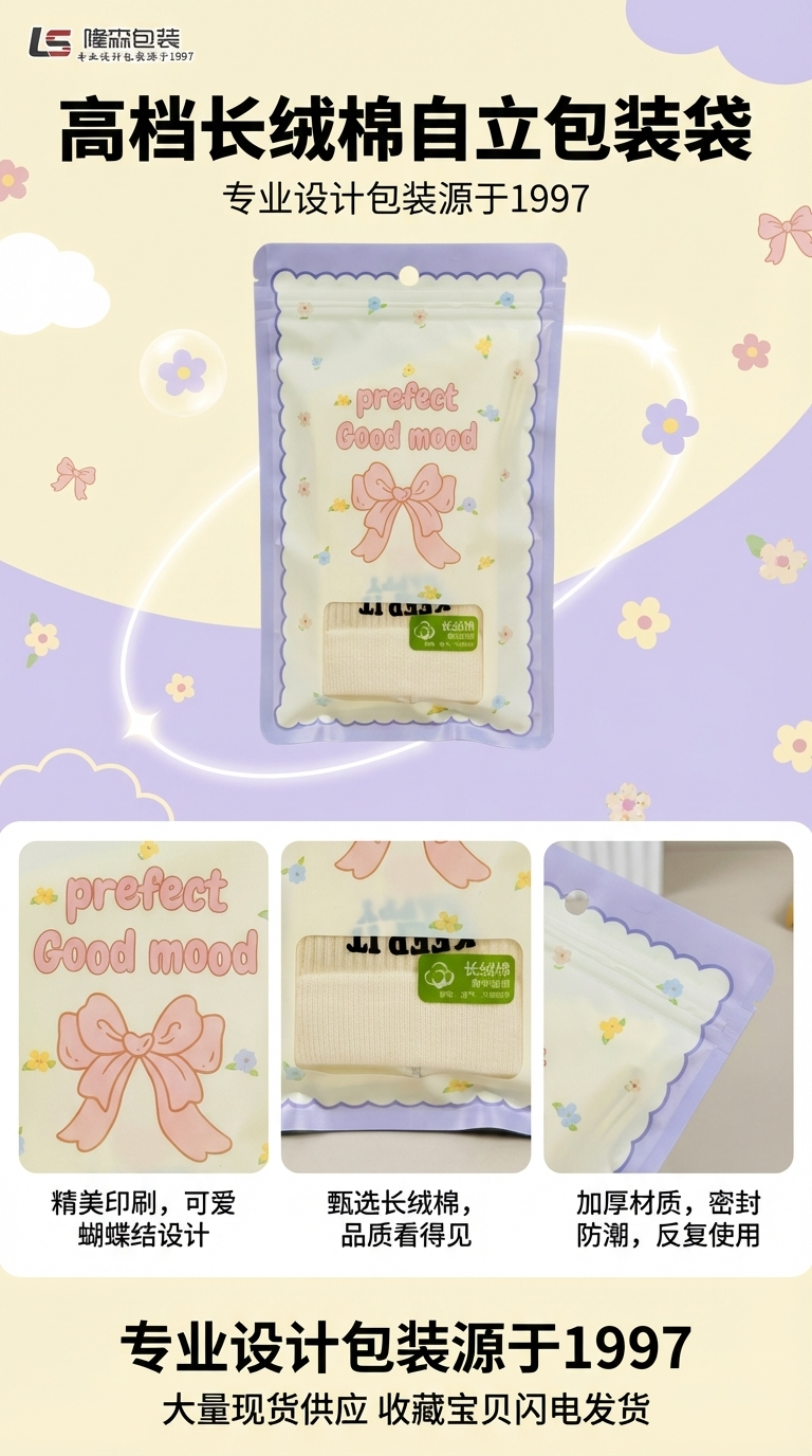 Children's pantyhose saliva towel bags, ice silk sleeve sleeves packaging bags, mobile phone cases, self-sealing bags, children's sock packaging bags pic 1