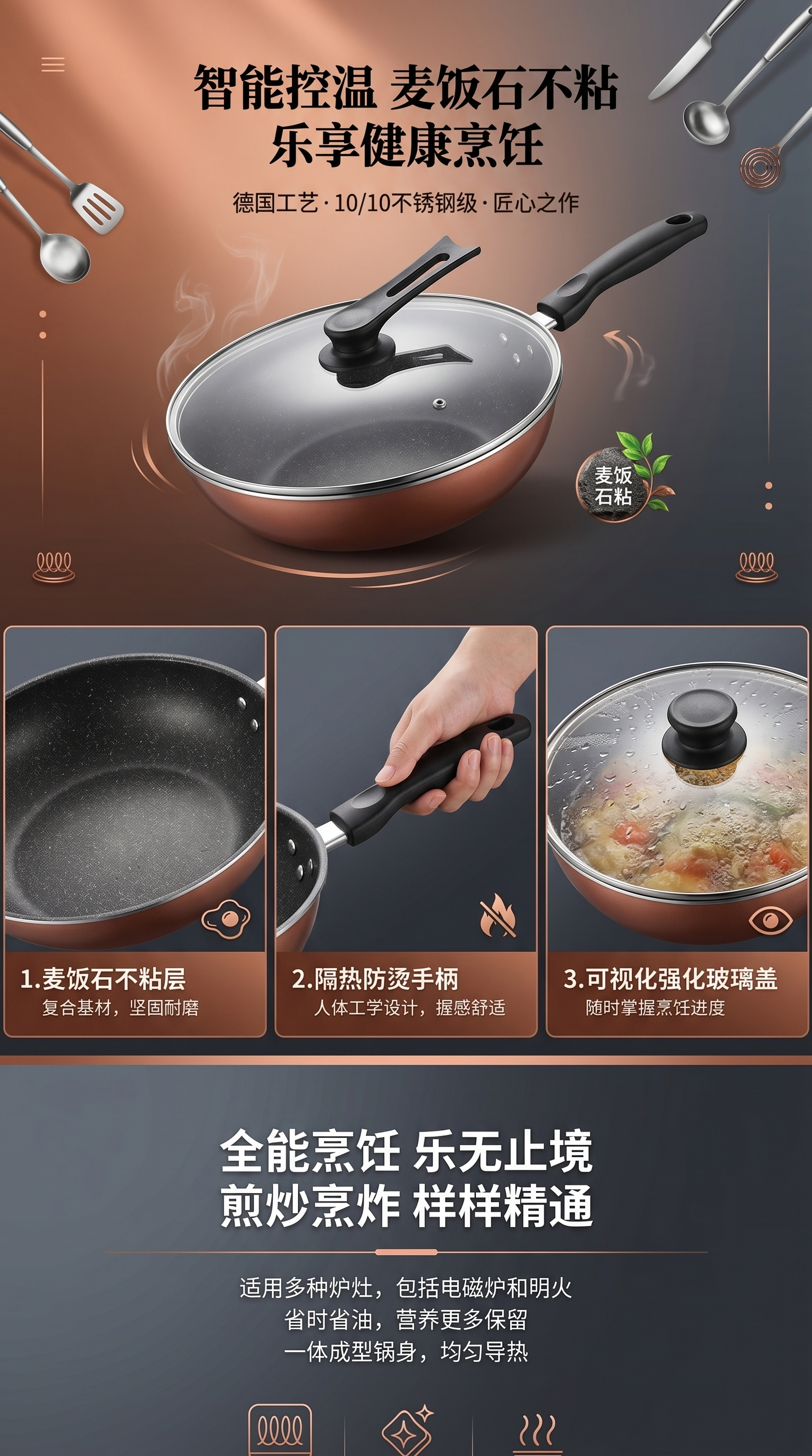 不锈钢炒锅家用不粘锅煎炒烹炸多功能厨房锅具详情1