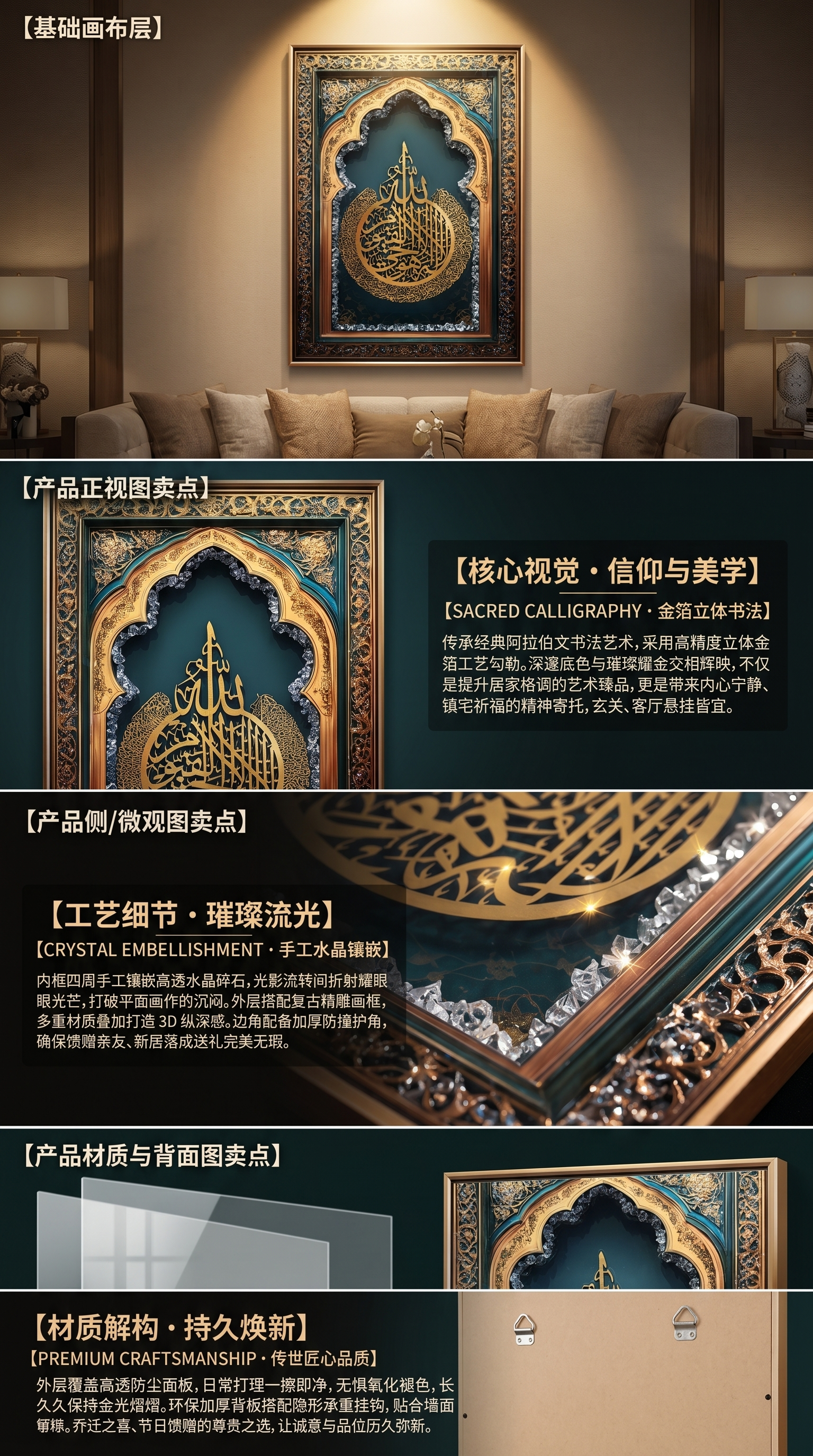 阿拉伯书法装饰画 挂画客厅艺术墙饰 书房办公装饰画详情2