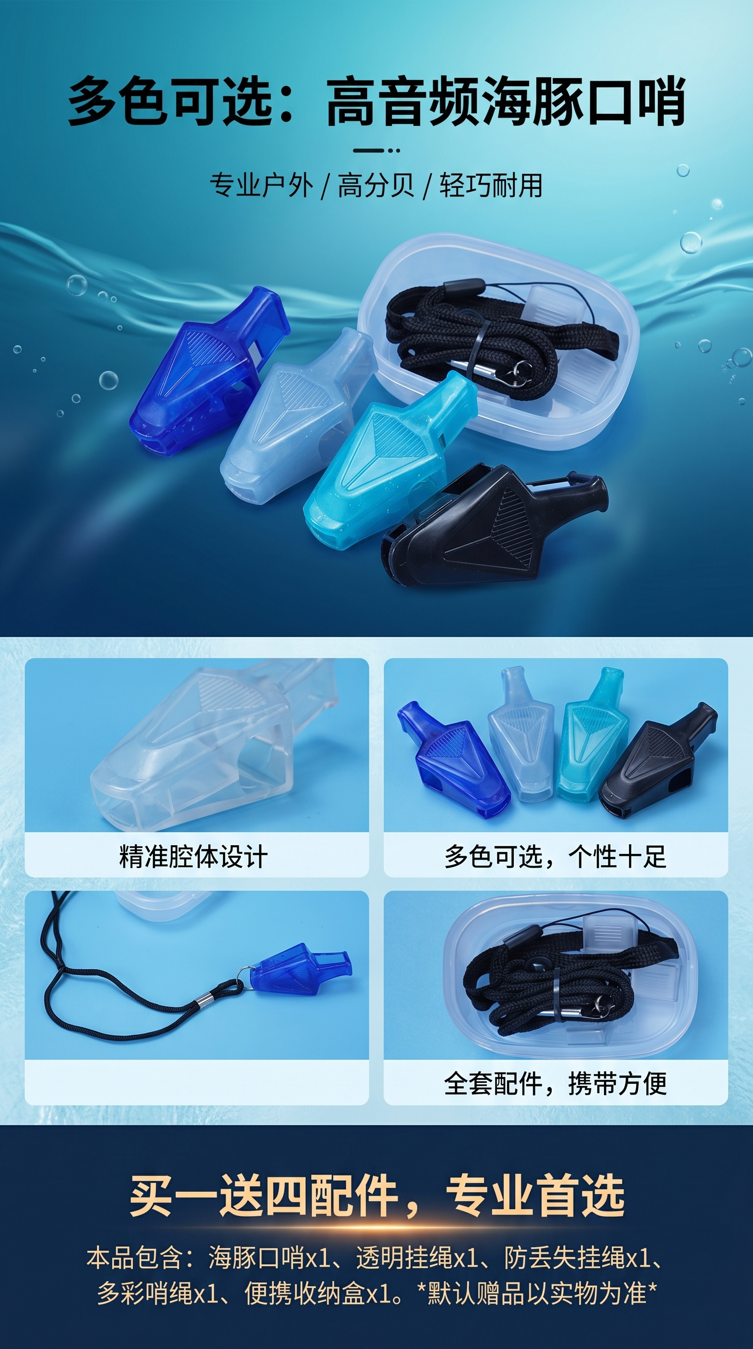 高音频海豚口哨套装 专业训练宠物口哨 多频段可调音详情1