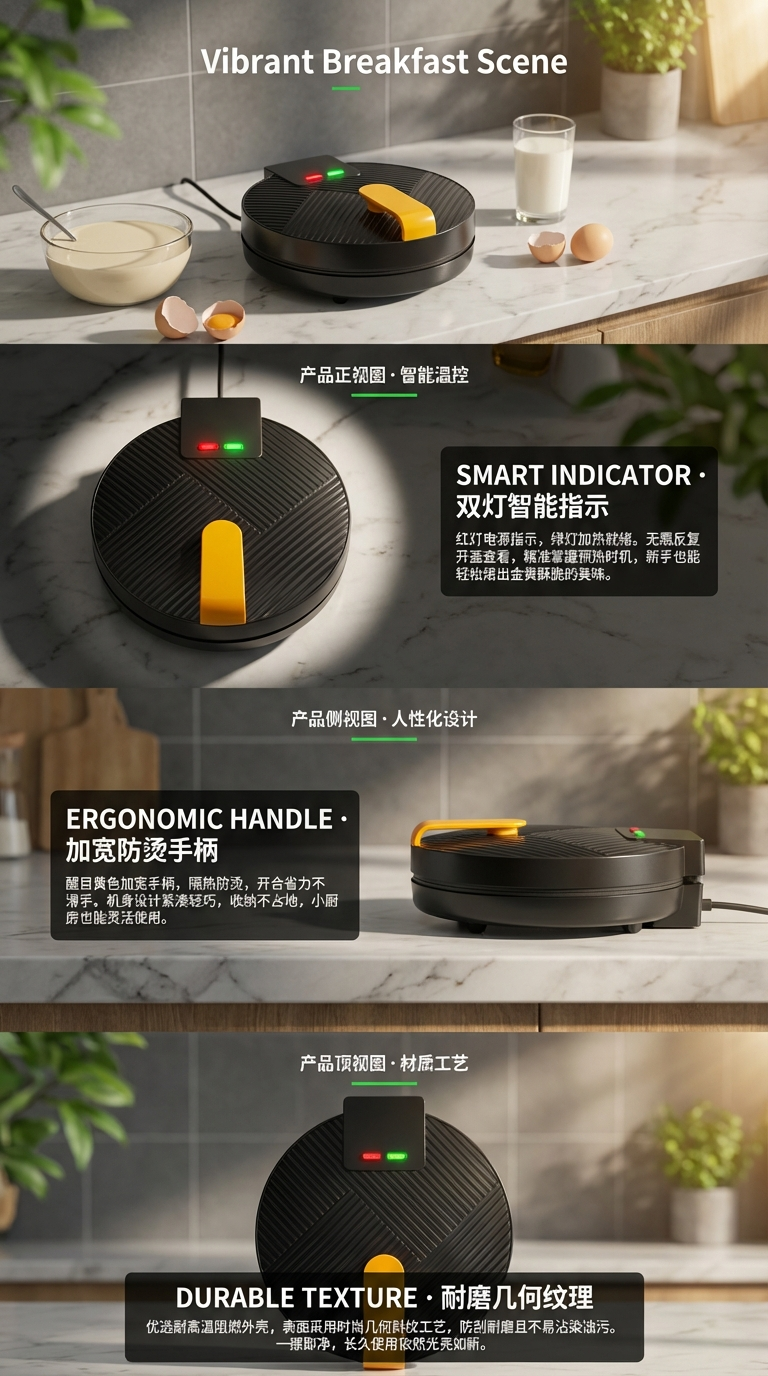 爆款双面加热三明治机煎烤器可拆卸盘早餐机华夫饼机三文治帕尼机详情2