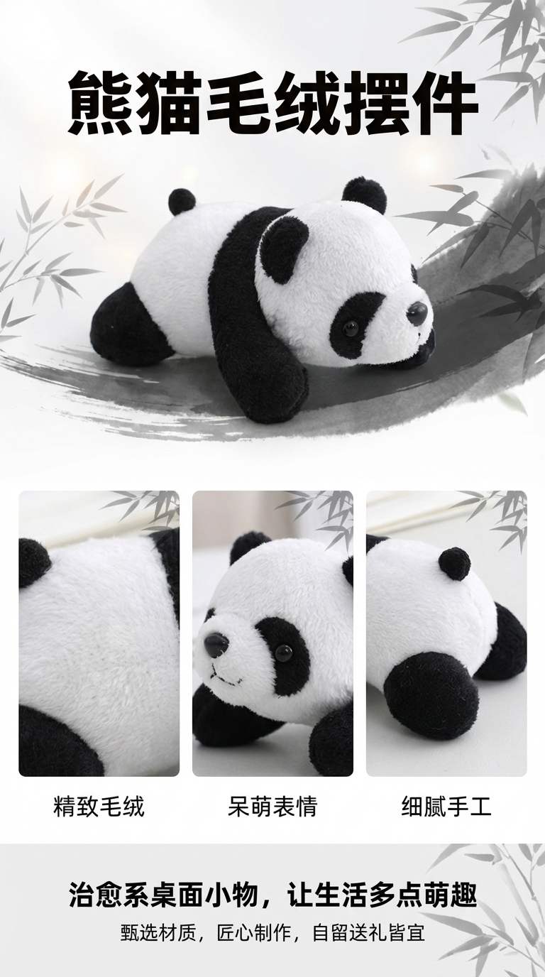四川大熊猫动物园纪念品毛绒玩具书包背包毛绒挂件小公仔跨境玩偶详情1