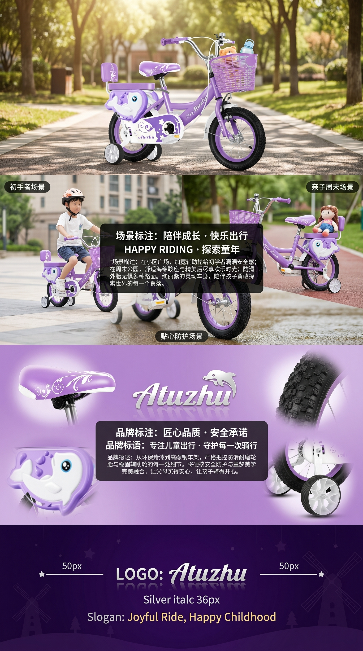 紫色儿童20寸单车儿童自行车轻便耐用适合学步儿童车自行车儿童20寸儿童单车自行车儿童车儿童自行车详情3