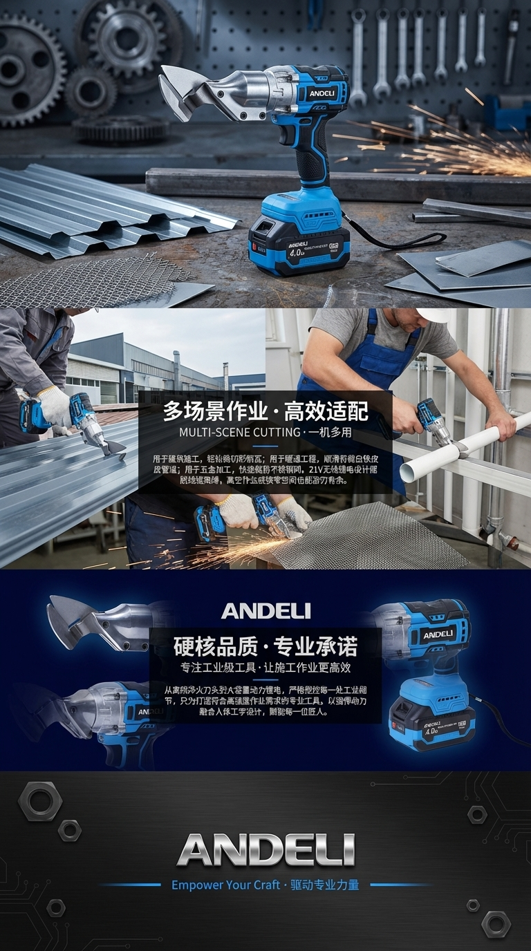 ANDELI 安德利 21V 无刷锂电电动铁皮剪刀大功率铁皮剪金属剪彩钢瓦剪工具详情3