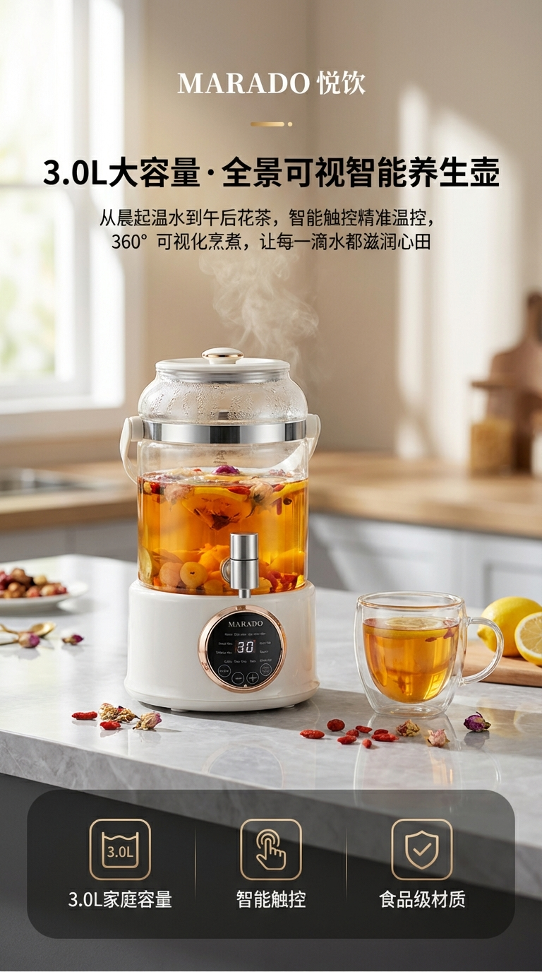 MA-3347 电热水壶家用玻璃电热烧水壶自动断电大容量开水壶家用便携大容量源头工厂详情1