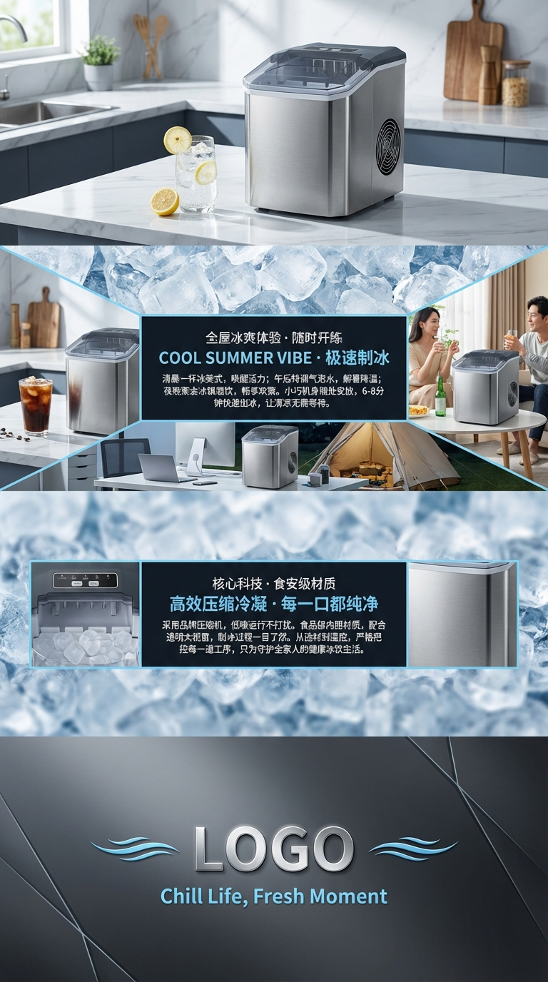 不锈钢外壳制冰机 商用奶茶店小型酒吧迷你全自动家用方冰块制作机器 详情3