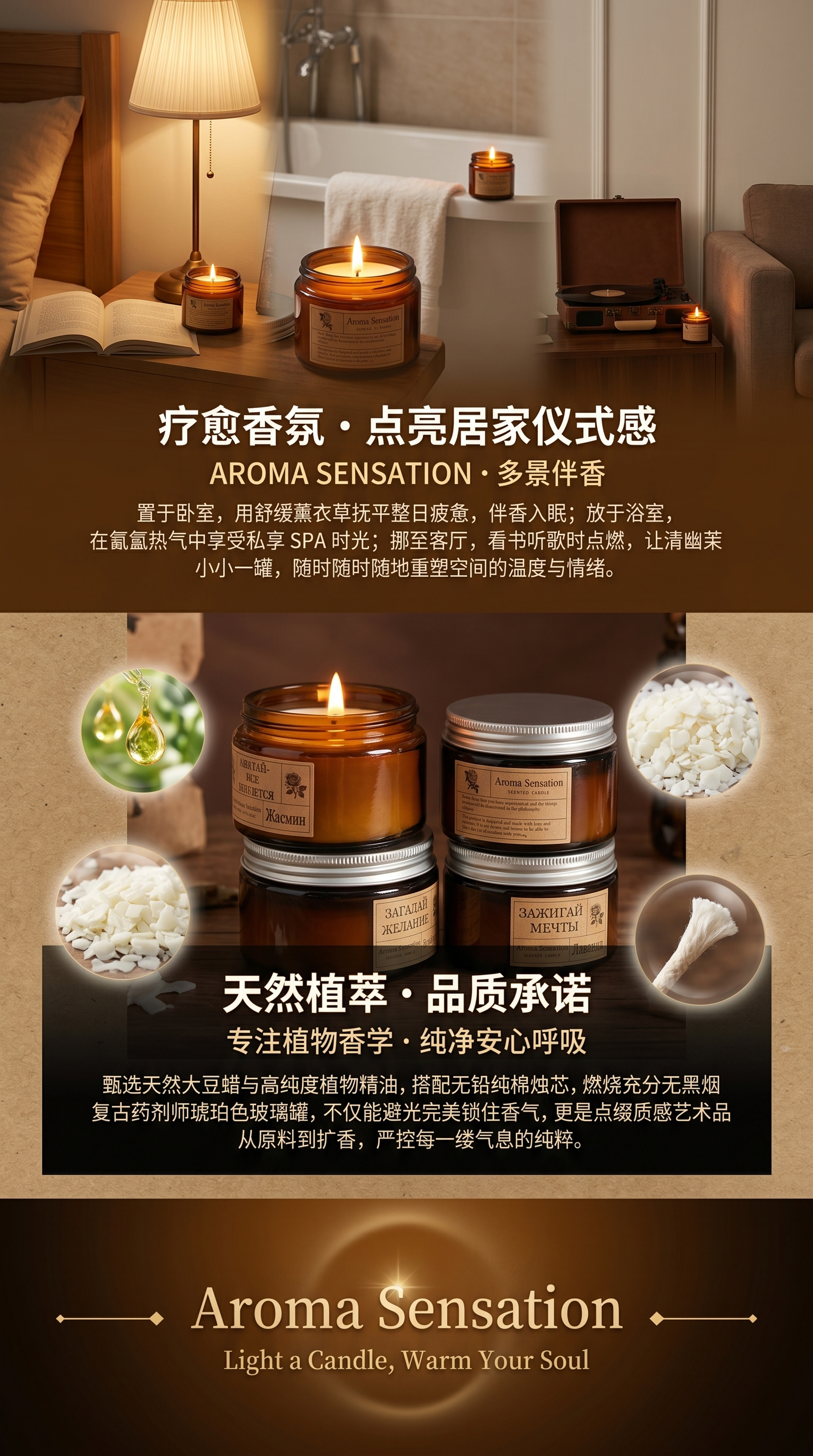 罐装香薰蜡烛 天然大豆香薰蜡烛 木质香氛持久留香详情3