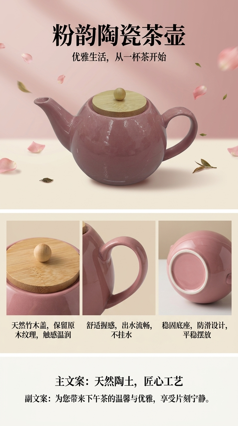 The pink ceramic teapot is an elegant tea-making wonder and a home tea set gift pic 1