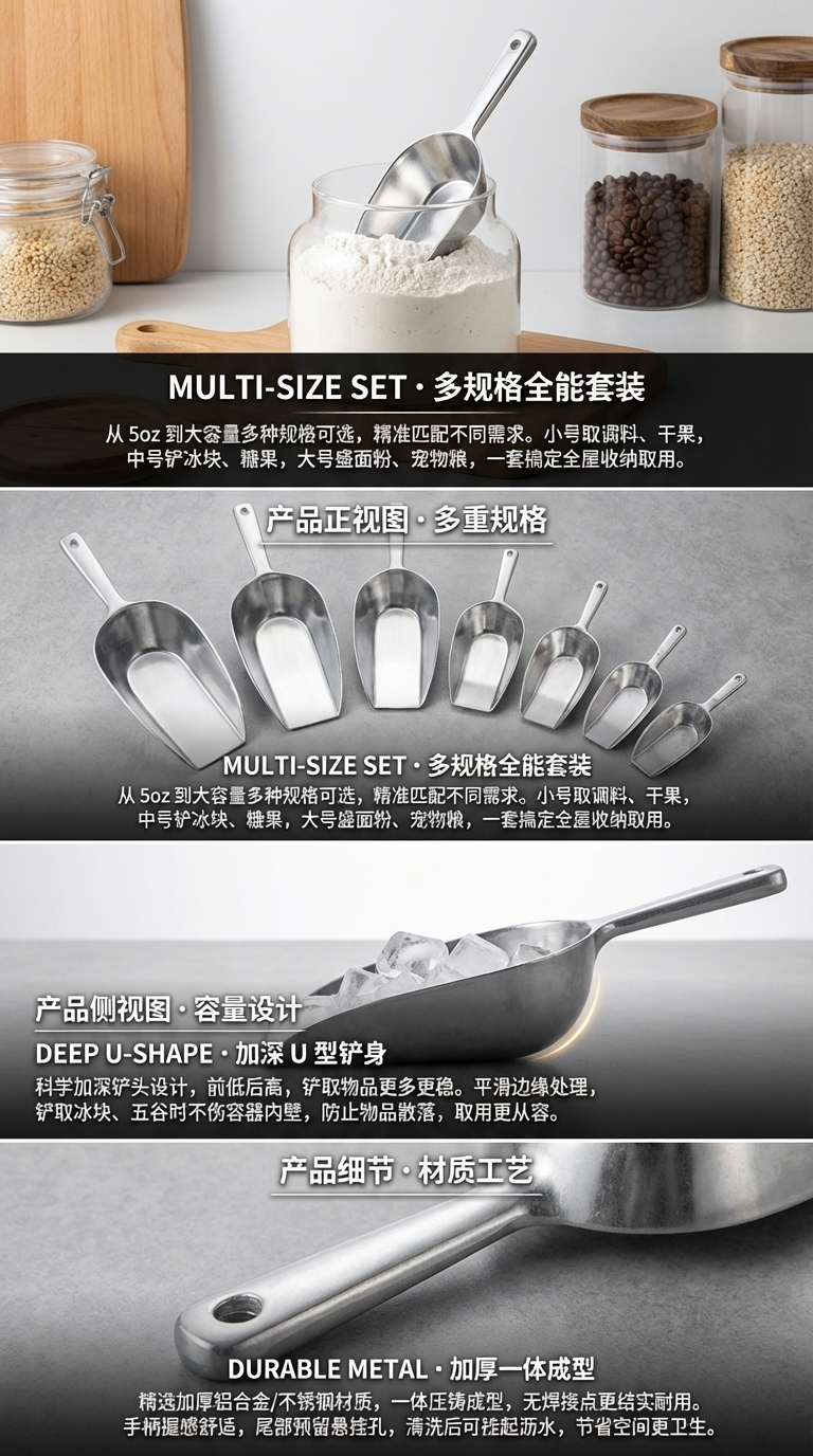 铝合金冰铲 大中小号鸟食铲 面粉铲干果盐巴饰品手工铲子铝合金小冰铲 面粉铲 调料铲 工具铲 酒具小工具 厂家直销详情2