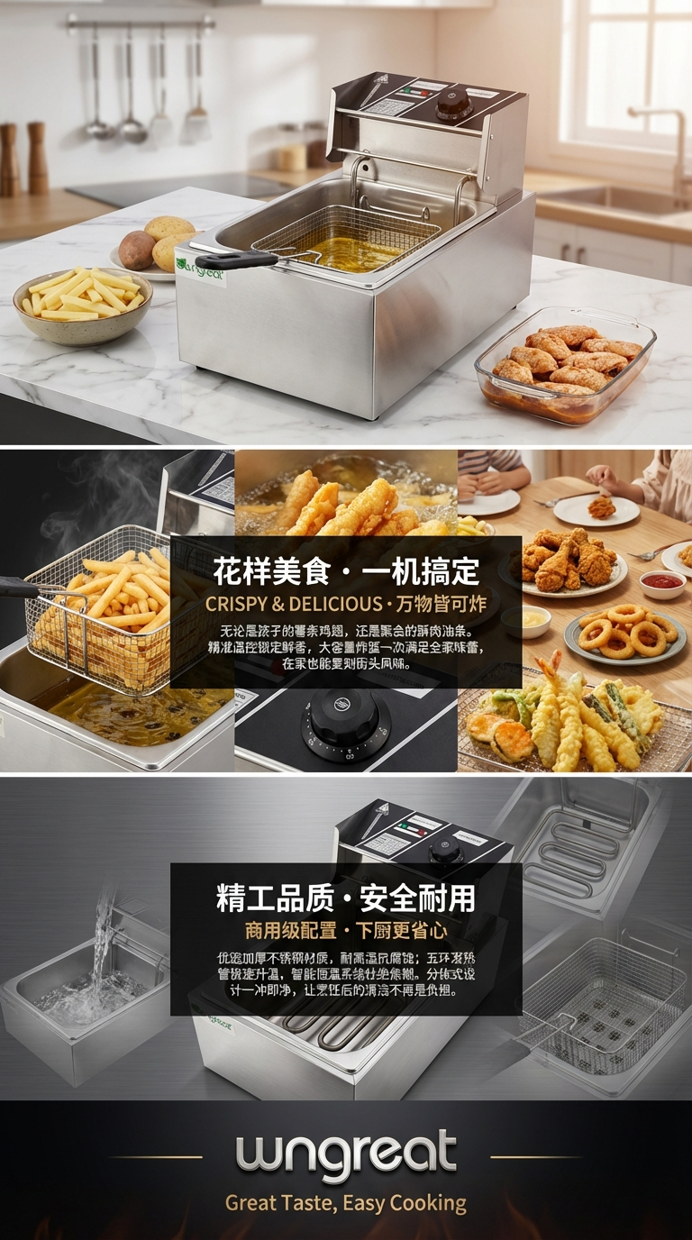 Commercial electric fryer, fried dough stick machine, large capacity for frying skewers and chicken legs, stainless steel thickened, commercial and household LF-098 pic 3