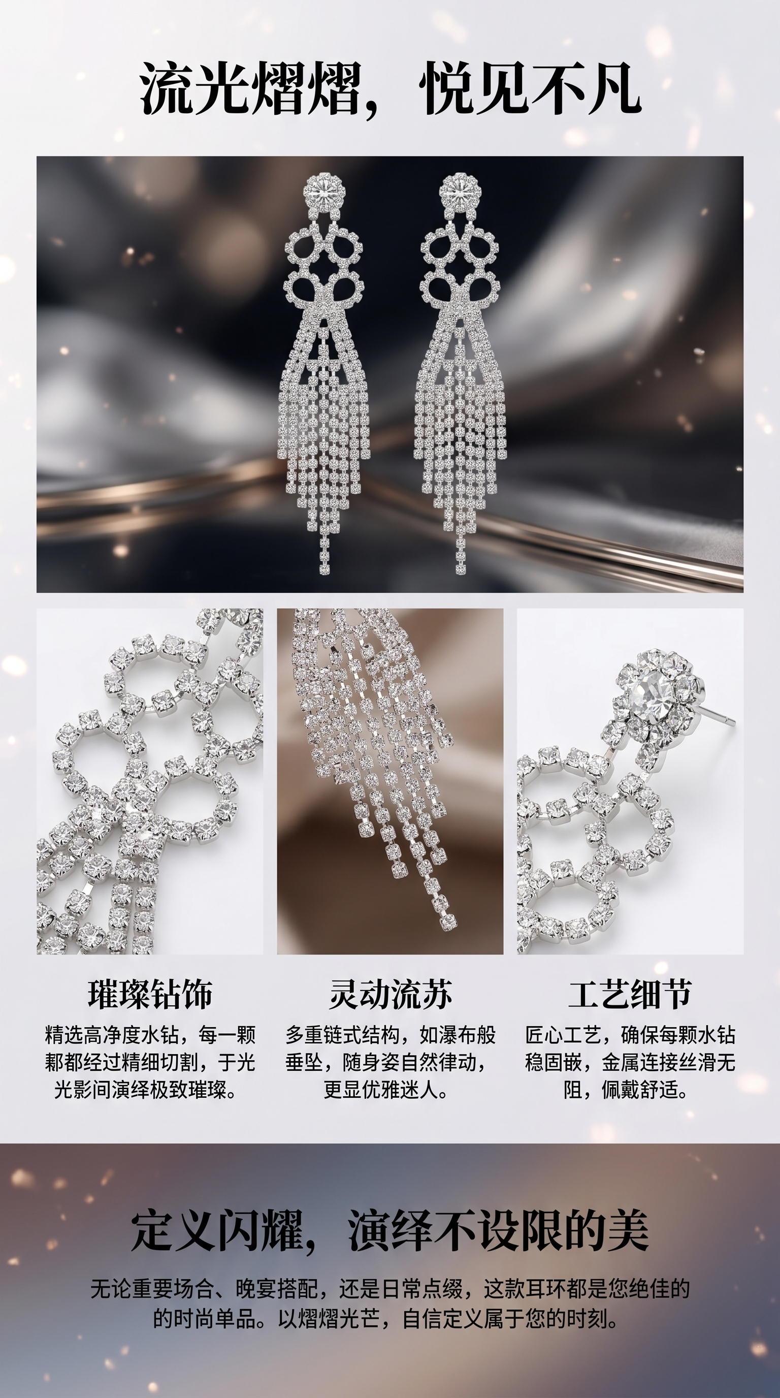 闪亮水晶耳环简约时尚女款潮流饰品详情1
