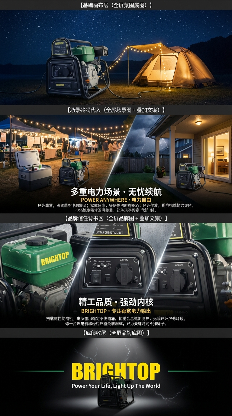 Brightop便携式发电机 A款开架发电机 3000W 230V 电力稳定发电机详情3