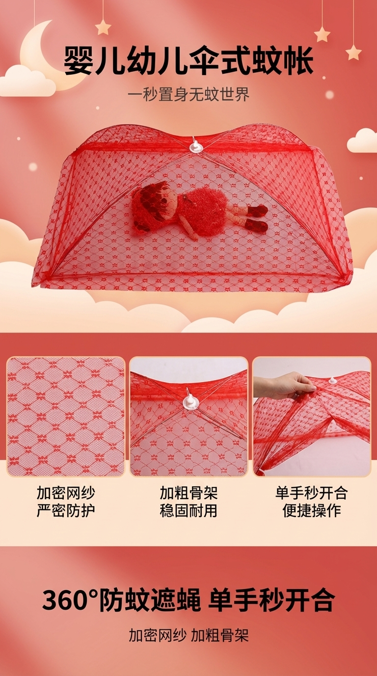儿童宝宝蚊帐婴儿床上无底蚊罩婴儿蚊帐可折叠便携式婴儿用品批发104535045详情1