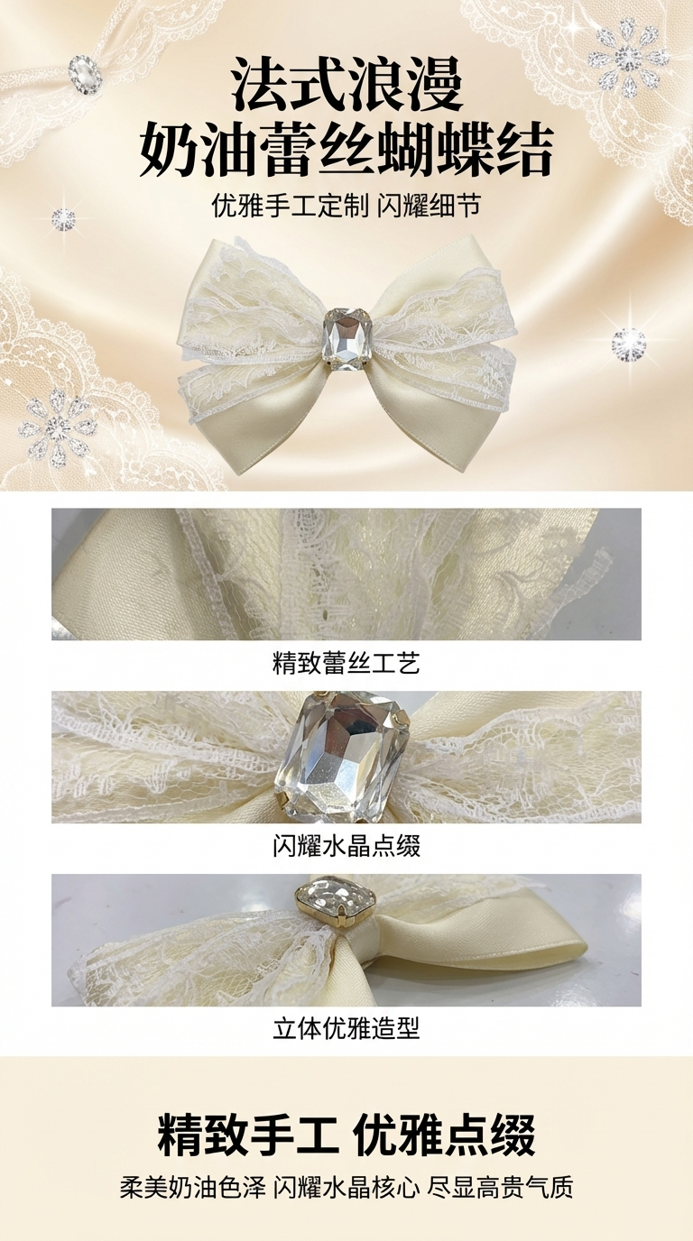 纱料大蝴蝶结领结插扣毕业头饰jk风格领花蝴蝶结详情1