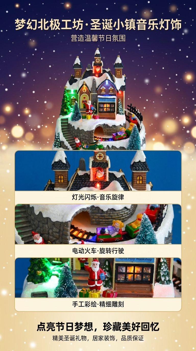 圣诞装饰摆件创意礼品摆件发光摆件圣诞工艺品城堡详情1