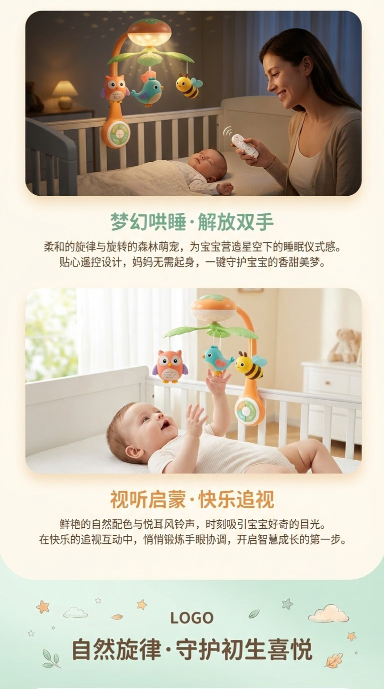 音乐玩具婴儿床挂饰海狮床挂玩具儿童铃铛婴儿床上婴儿玩具宝宝早教礼物俄罗斯专供详情3