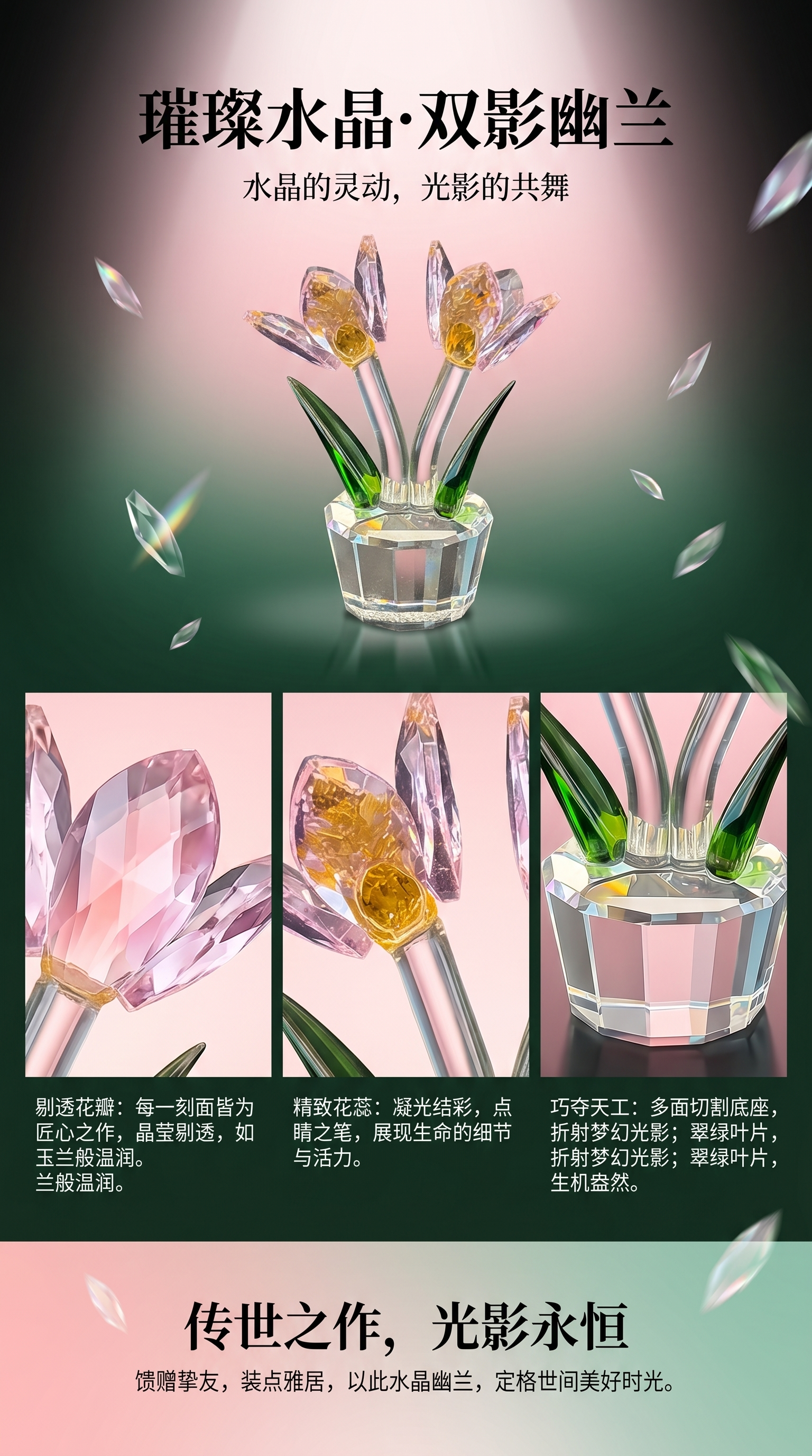 天然水晶花装饰摆件水晶摆件工艺品礼品水晶工艺品6cm详情1
