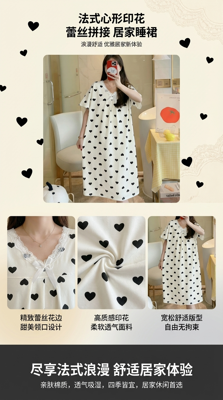 White Chinese-style plus-size women's dress with heart-shaped pattern pic 1
