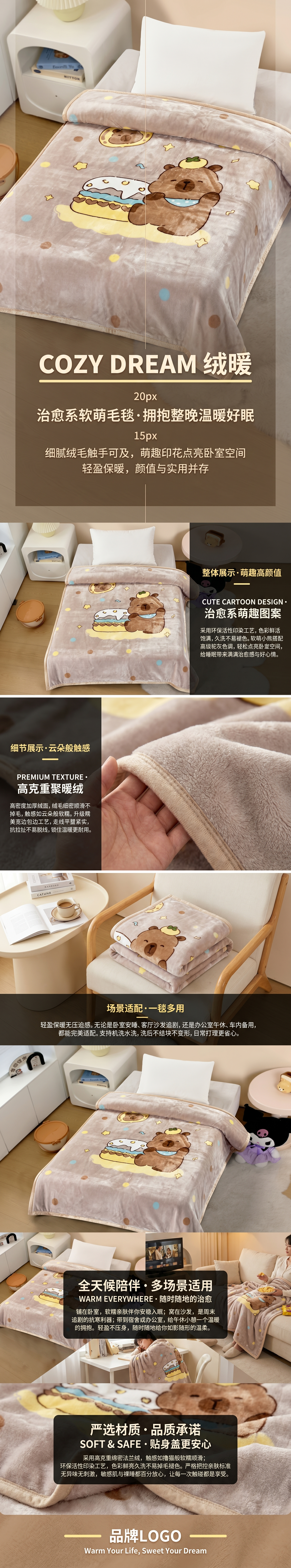 The cartoon-patterned blanket is soft, skin-friendly and warm for home bed covers pic 1